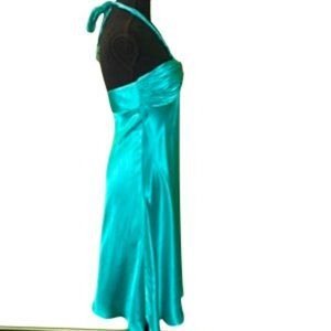 Cache Size 4 Turquoise Silk Dress